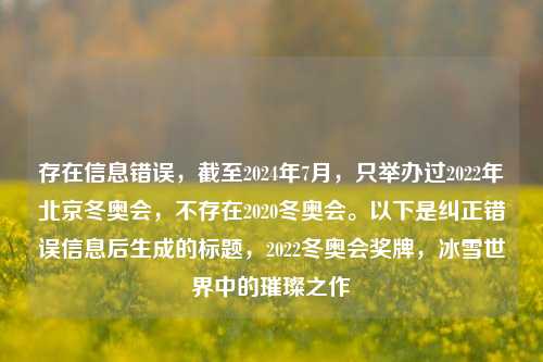 存在信息错误，截至2024年7月，只举办过2022年北京冬奥会，不存在2020冬奥会。以下是纠正错误信息后生成的标题，2022冬奥会奖牌，冰雪世界中的璀璨之作