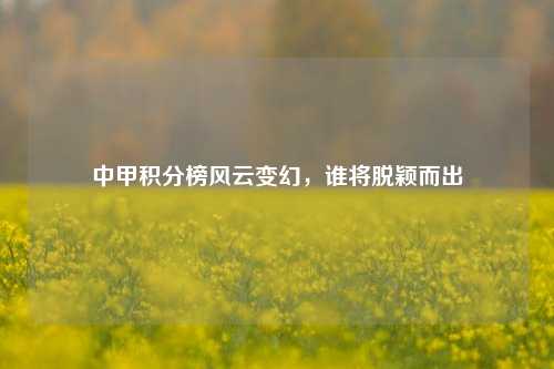 中甲积分榜风云变幻，谁将脱颖而出
