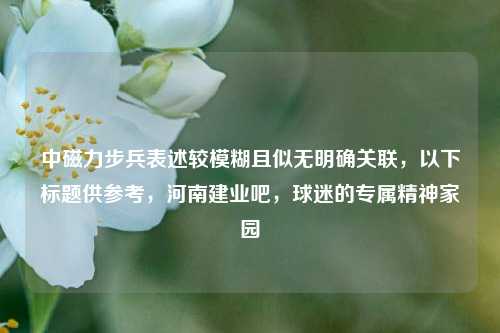 中磁力步兵表述较模糊且似无明确关联，以下标题供参考，河南建业吧，球迷的专属精神家园