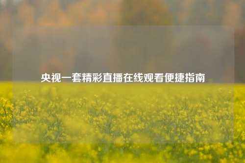 央视一套精彩直播在线观看便捷指南