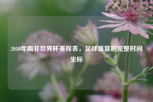 2010年南非世界杯赛程表，足球盛宴的完整时间坐标