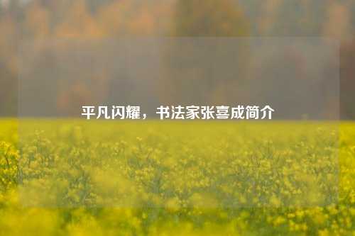 平凡闪耀，书法家张喜成简介
