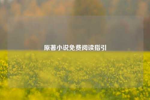 原著小说免费阅读指引