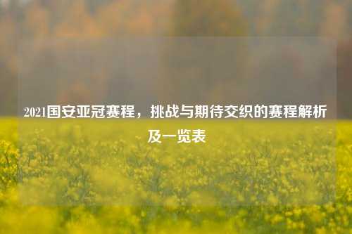 2021国安亚冠赛程，挑战与期待交织的赛程解析及一览表