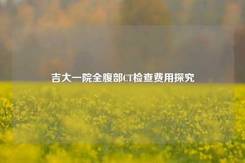 吉大一院全腹部CT检查费用探究