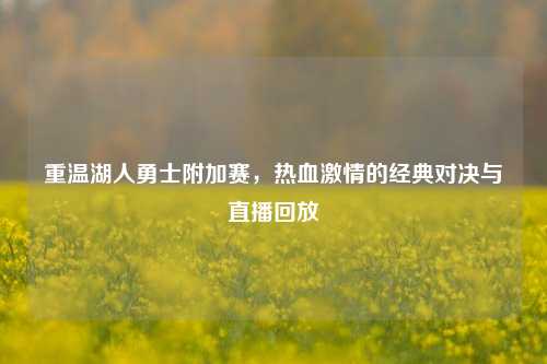 重温湖人勇士附加赛，热血激情的经典对决与直播回放