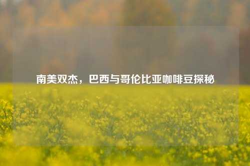 南美双杰，巴西与哥伦比亚咖啡豆探秘
