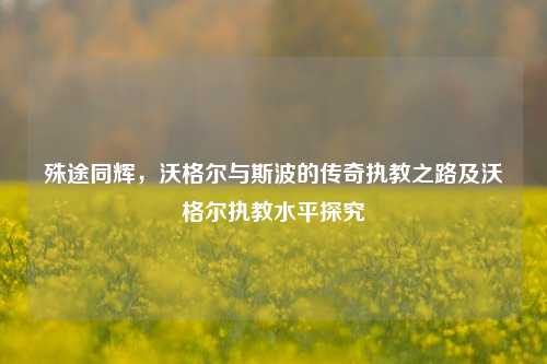 殊途同辉，沃格尔与斯波的传奇执教之路及沃格尔执教水平探究