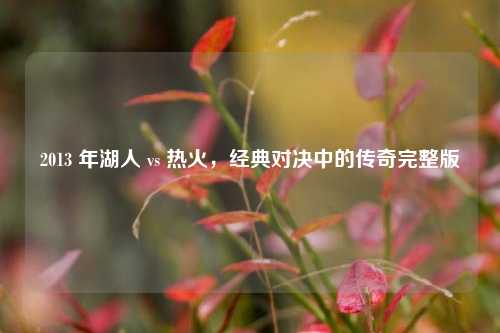 2013 年湖人 vs 热火，经典对决中的传奇完整版