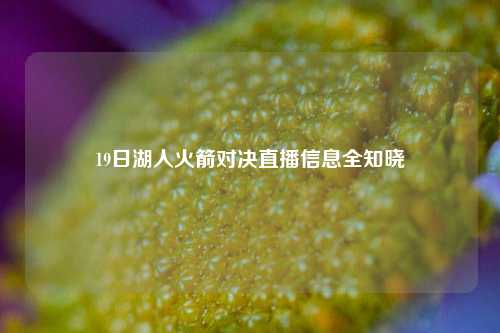19日湖人火箭对决直播信息全知晓