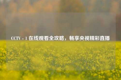 CCTV - 1 在线观看全攻略，畅享央视精彩直播