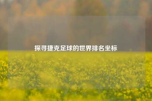 探寻捷克足球的世界排名坐标