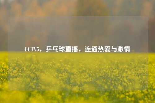 CCTV5，乒乓球直播，连通热爱与激情