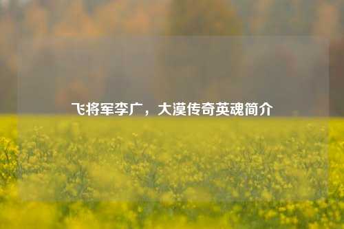 飞将军李广，大漠传奇英魂简介