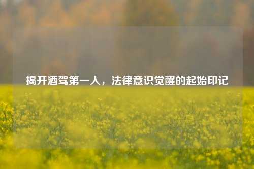 揭开酒驾第一人，法律意识觉醒的起始印记