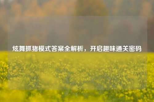 炫舞抓猪模式答案全解析，开启趣味通关密码